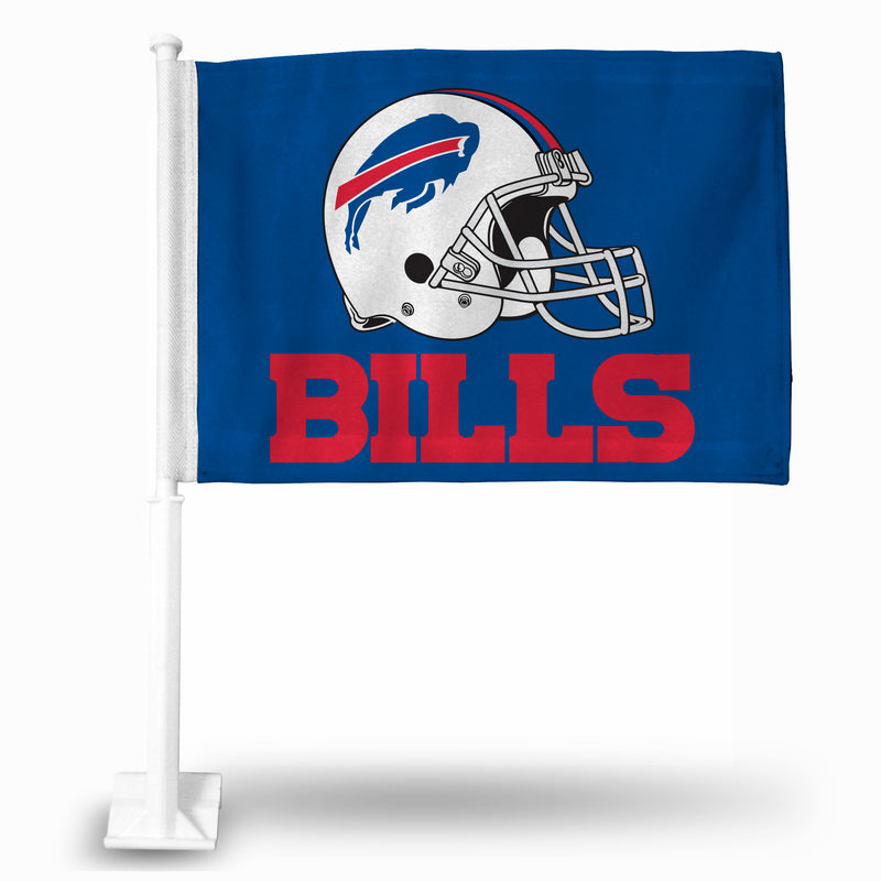 NFL Buffalo Bills Helmet Logo Double Sided Car Flag -  16" x 19" - Strong Pole that Hooks Onto Car/Truck/Automobile By Rico Industries