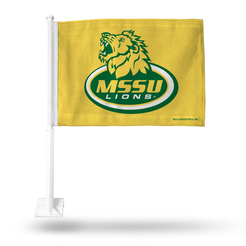 NCAA Missouri Southern State Lions Double Sided Car Flag -  16" x 19" - Strong Pole that Hooks Onto Car/Truck/Automobile By Rico Industries
