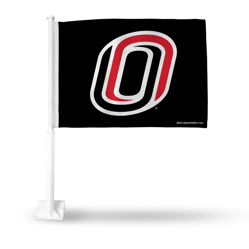 NCAA Nebraska-Omaha Mavericks Double Sided Car Flag -  16" x 19" - Strong Pole that Hooks Onto Car/Truck/Automobile By Rico Industries