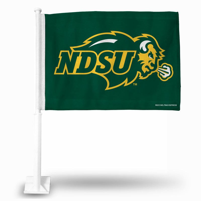 NCAA North Dakota State Bisons Double Sided Car Flag -  16" x 19" - Strong Pole that Hooks Onto Car/Truck/Automobile By Rico Industries