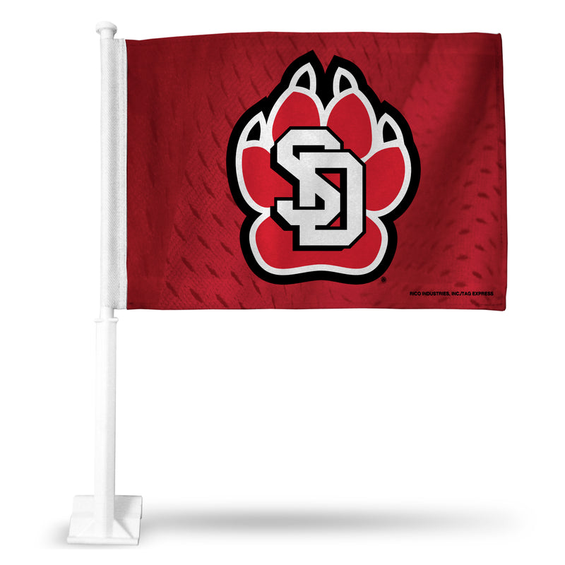 NCAA South Dakota Coyotes Double Sided Car Flag -  16" x 19" - Strong Pole that Hooks Onto Car/Truck/Automobile By Rico Industries
