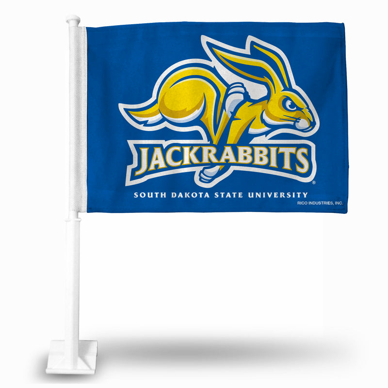 NCAA South Dakota State Jackrabbits Double Sided Car Flag -  16" x 19" - Strong Pole that Hooks Onto Car/Truck/Automobile By Rico Industries