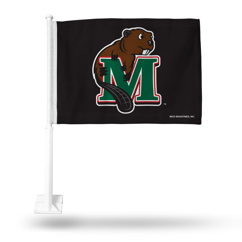 NCAA Minot State Beavers Double Sided Car Flag -  16" x 19" - Strong Pole that Hooks Onto Car/Truck/Automobile By Rico Industries