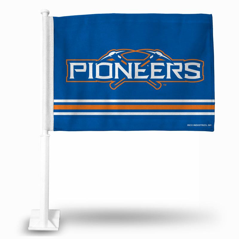 NCAA Wisconsin-Platteville Pioneers Double Sided Car Flag -  16" x 19" - Strong Pole that Hooks Onto Car/Truck/Automobile By Rico Industries