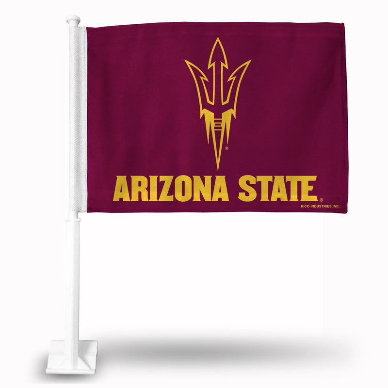 NCAA Arizona State Sun Devils Double Sided Car Flag -  16" x 19" - Strong Pole that Hooks Onto Car/Truck/Automobile By Rico Industries