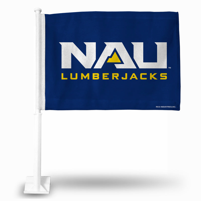 NCAA Northern Arizona Lumberjacks Double Sided Car Flag -  16" x 19" - Strong Pole that Hooks Onto Car/Truck/Automobile By Rico Industries