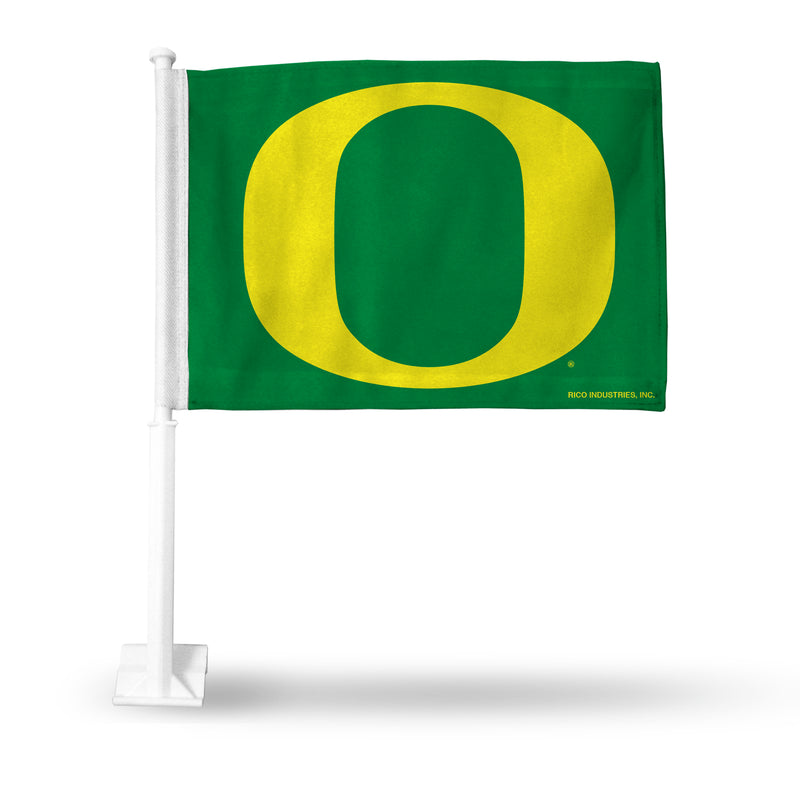 NCAA Oregon Ducks Double Sided Car Flag -  16" x 19" - Strong Pole that Hooks Onto Car/Truck/Automobile By Rico Industries