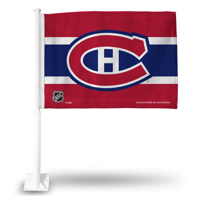 NHL Montreal Canadiens Double Sided Car Flag -  16" x 19" - Strong Pole that Hooks Onto Car/Truck/Automobile By Rico Industries
