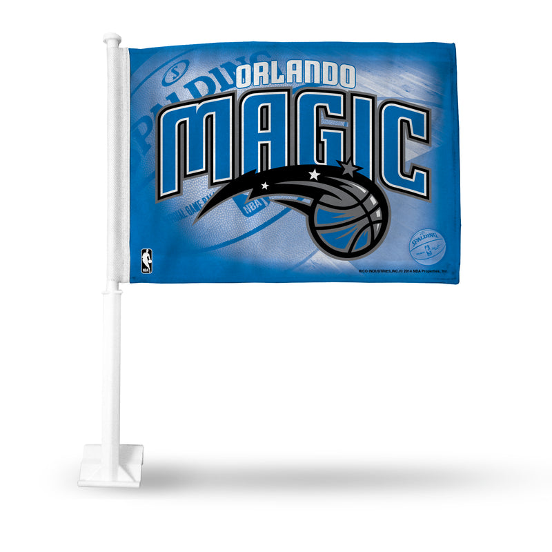 NBA Orlando Magic Double Sided Car Flag -  16" x 19" - Strong Pole that Hooks Onto Car/Truck/Automobile By Rico Industries