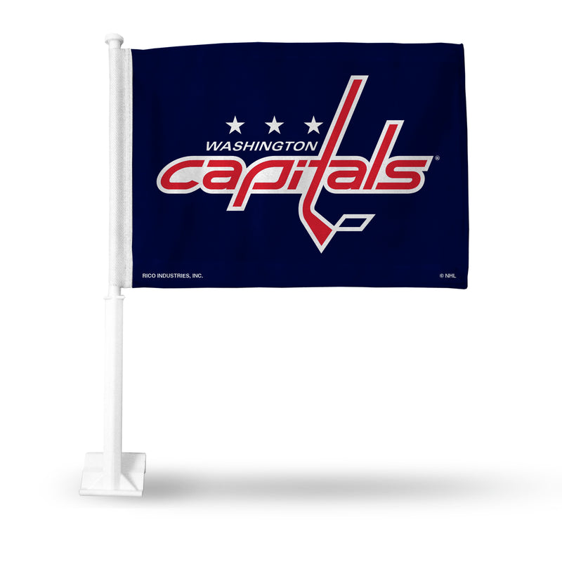NHL Washington Capitals Double Sided Car Flag -  16" x 19" - Strong Pole that Hooks Onto Car/Truck/Automobile By Rico Industries