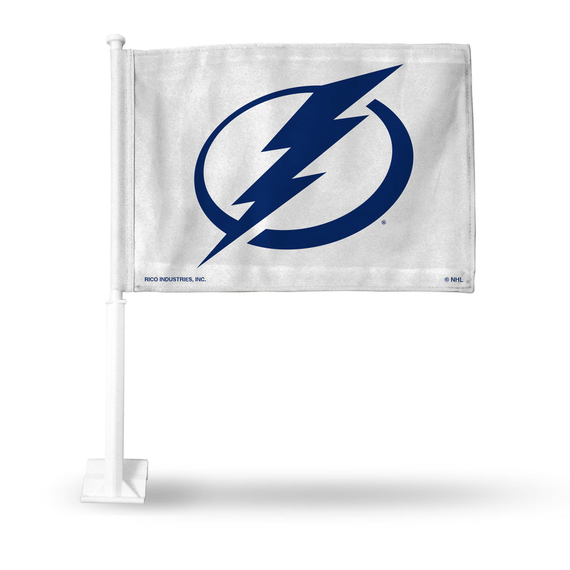 NHL Tampa Bay Lightning Double Sided Car Flag -  16" x 19" - Strong Pole that Hooks Onto Car/Truck/Automobile By Rico Industries