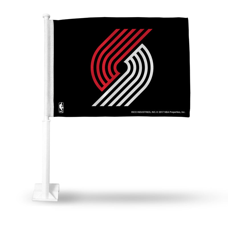 NBA Portland Trail Blazers Double Sided Car Flag -  16" x 19" - Strong Pole that Hooks Onto Car/Truck/Automobile By Rico Industries