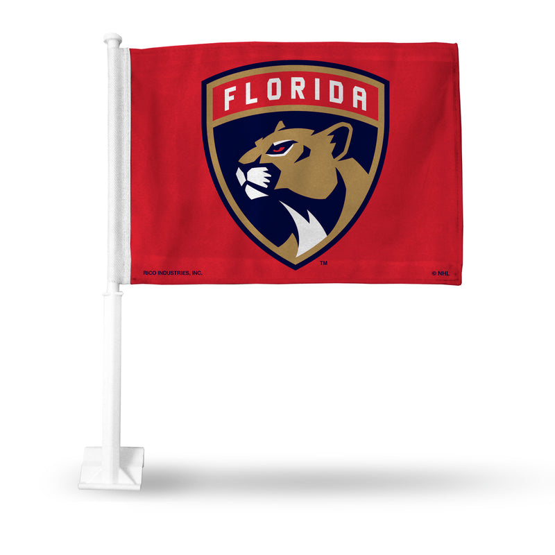 NHL Florida Panthers Double Sided Car Flag -  16" x 19" - Strong Pole that Hooks Onto Car/Truck/Automobile By Rico Industries