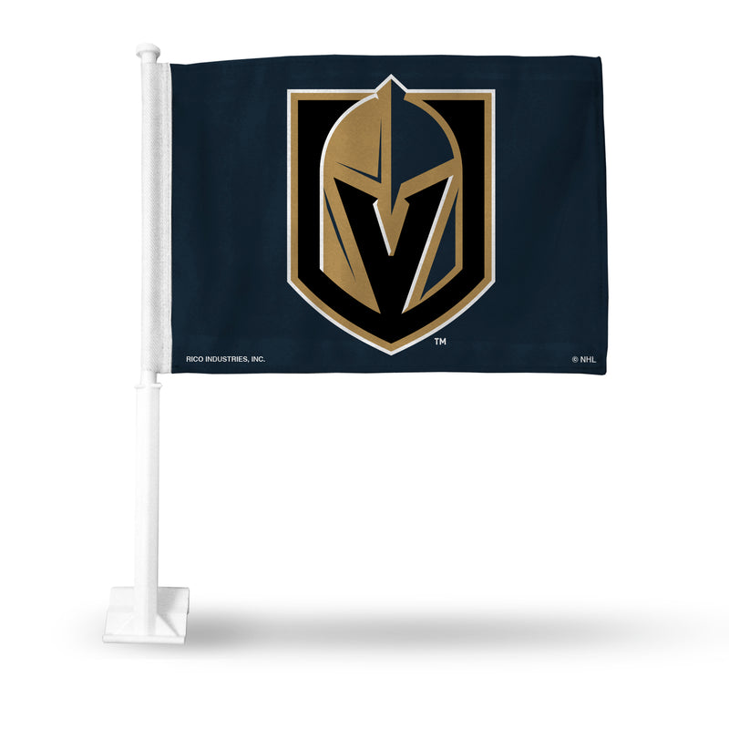 NHL Vegas Golden Knights Double Sided Car Flag -  16" x 19" - Strong Pole that Hooks Onto Car/Truck/Automobile By Rico Industries