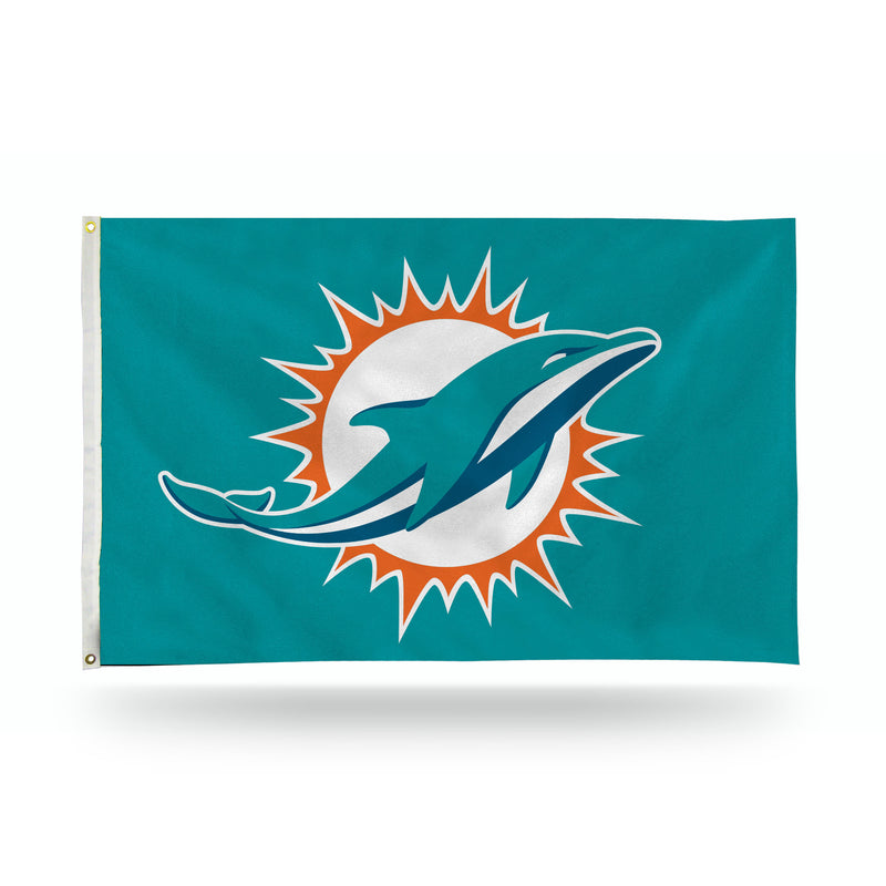 NFL Miami Dolphins 3' x 5' Classic Banner Flag - Single Sided - Indoor or Outdoor - Home Décor By Rico Industries