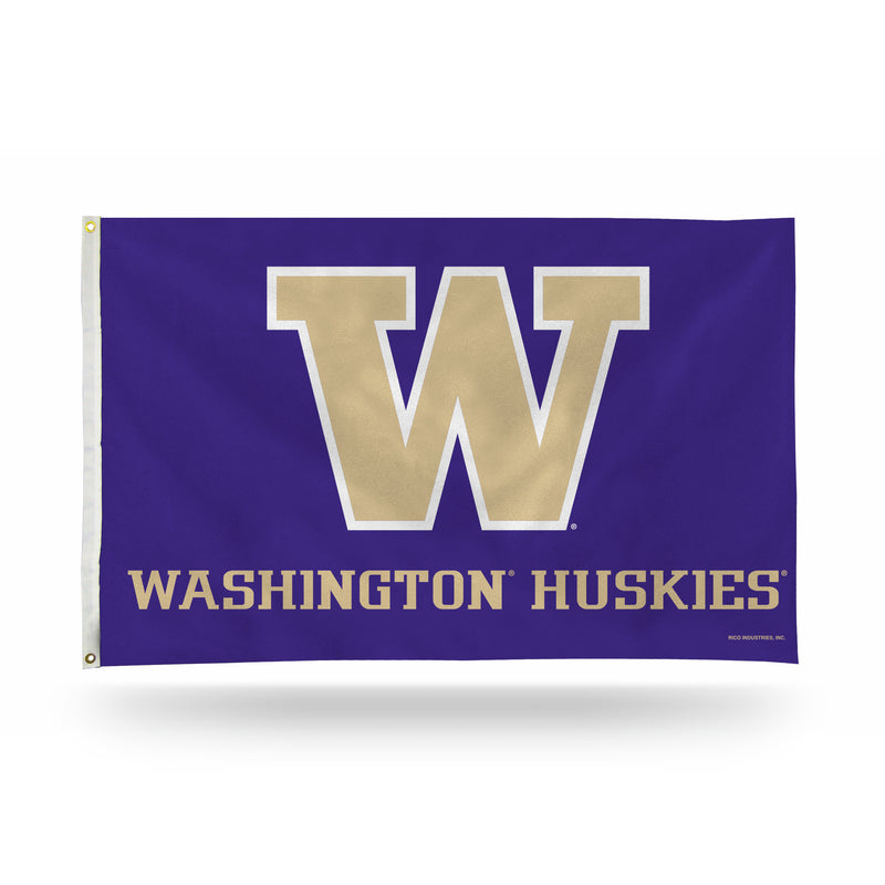 NCAA Washington Huskies 3' x 5' Classic Banner Flag - Single Sided - Indoor or Outdoor - Home Décor By Rico Industries