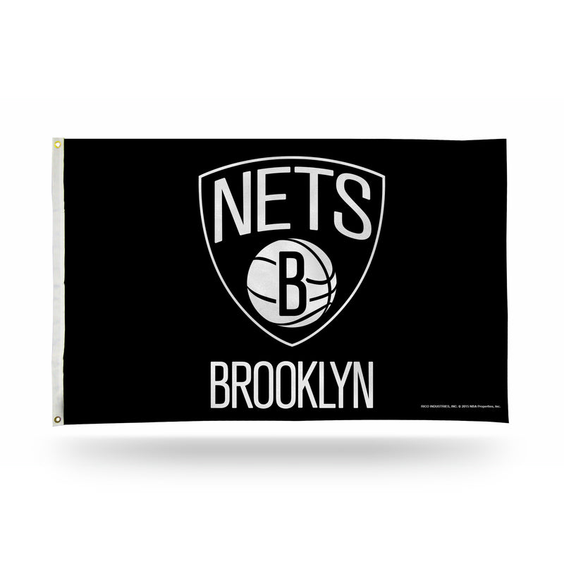 NBA Brooklyn Nets 3' x 5' Classic Banner Flag - Single Sided - Indoor or Outdoor - Home Décor By Rico Industries
