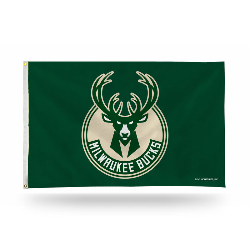 NBA Milwaukee Bucks 3' x 5' Classic Banner Flag - Single Sided - Indoor or Outdoor - Home Décor By Rico Industries