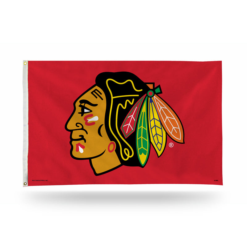 NHL Chicago Blackhawks 3' x 5' Classic Banner Flag - Single Sided - Indoor or Outdoor - Home Décor By Rico Industries