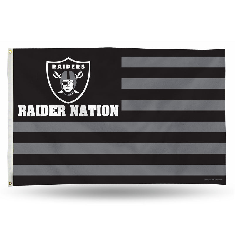 NFL Las Vegas Raiders "Striped" 3' x 5'   Banner Flag - Single Sided - Indoor or Outdoor - Home Décor By Rico Industries