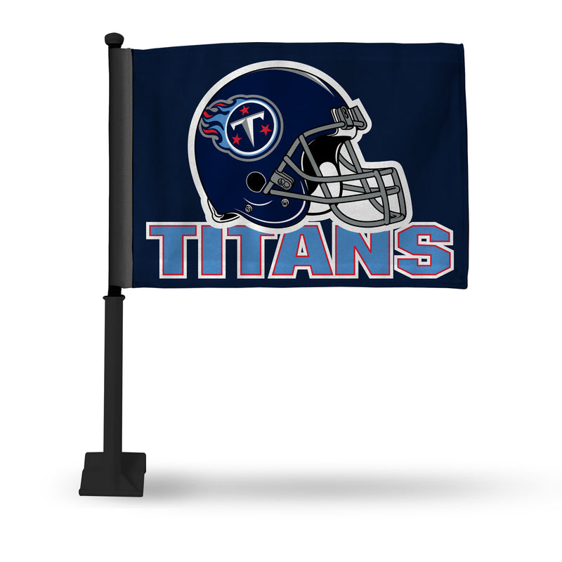 NFL Tennessee Titans Double Sided Car Flag -  16" x 19" - Strong Black Pole that Hooks Onto Car/Truck/Automobile By Rico Industries