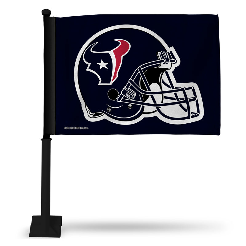 NFL Houston Texans Double Sided Car Flag -  16" x 19" - Strong Black Pole that Hooks Onto Car/Truck/Automobile By Rico Industries