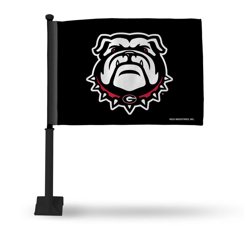 Georgia Black Car Flag With New Bulldog Logo- Black Pole