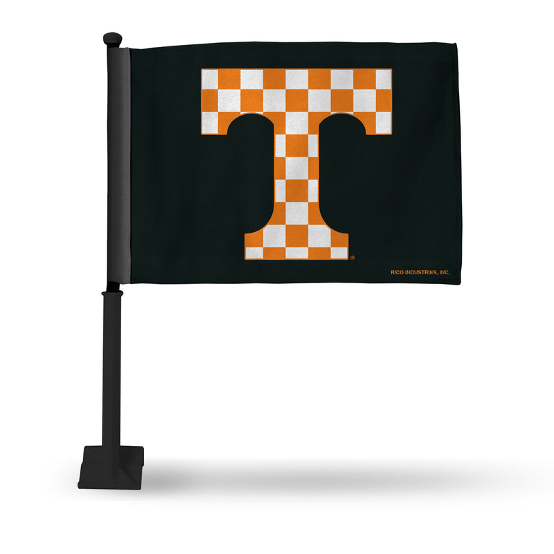 NCAA Tennessee Volunteers Double Sided Car Flag -  16" x 19" - Strong Black Pole that Hooks Onto Car/Truck/Automobile By Rico Industries