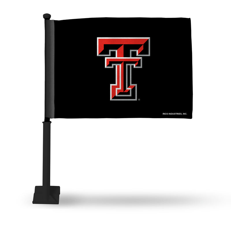 NCAA Texas Tech Red Raiders Double Sided Car Flag -  16" x 19" - Strong Black Pole that Hooks Onto Car/Truck/Automobile By Rico Industries