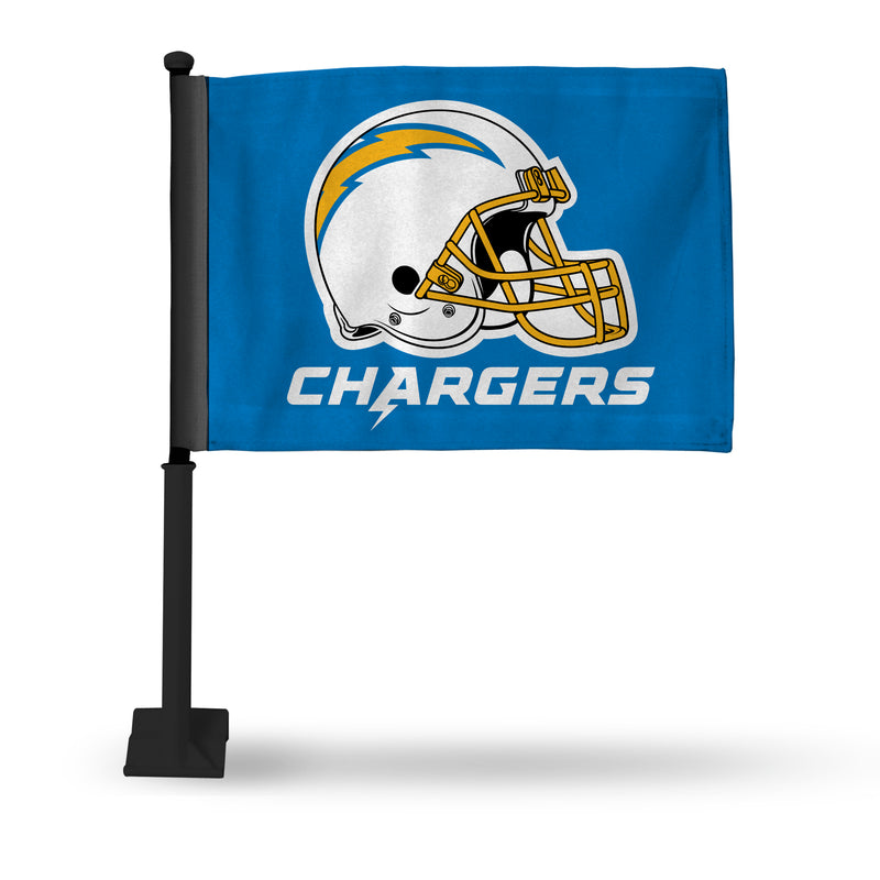 NFL Los Angeles Chargers Helmet Logo Double Sided Car Flag -  16" x 19" - Strong Pole that Hooks Onto Car/Truck/Automobile By Rico Industries