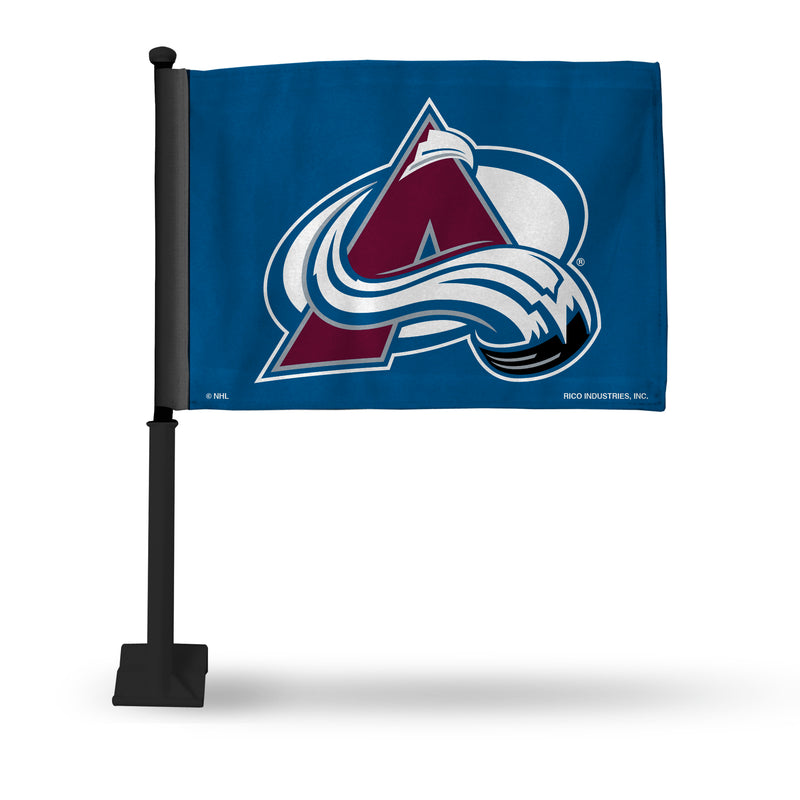 NHL Colorado Avalanche Double Sided Car Flag -  16" x 19" - Strong Black Pole that Hooks Onto Car/Truck/Automobile By Rico Industries
