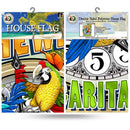 Margaritaville 5 o'clock Animated House Flag W/ Lip Tape Bag & Header - Double Sided