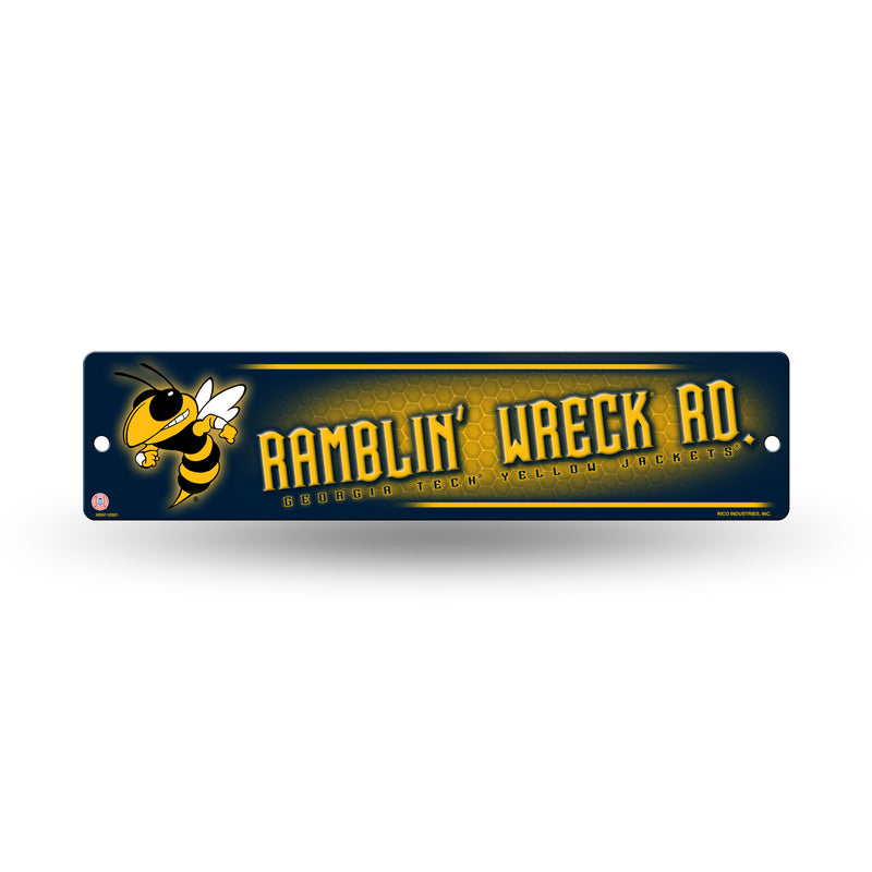 NCAA Georgia Tech Yellow Jackets Plastic 4" x 16" Street Sign By Rico Industries