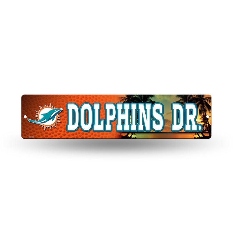 NFL Miami Dolphins Plastic 4" x 16" Street Sign By Rico Industries