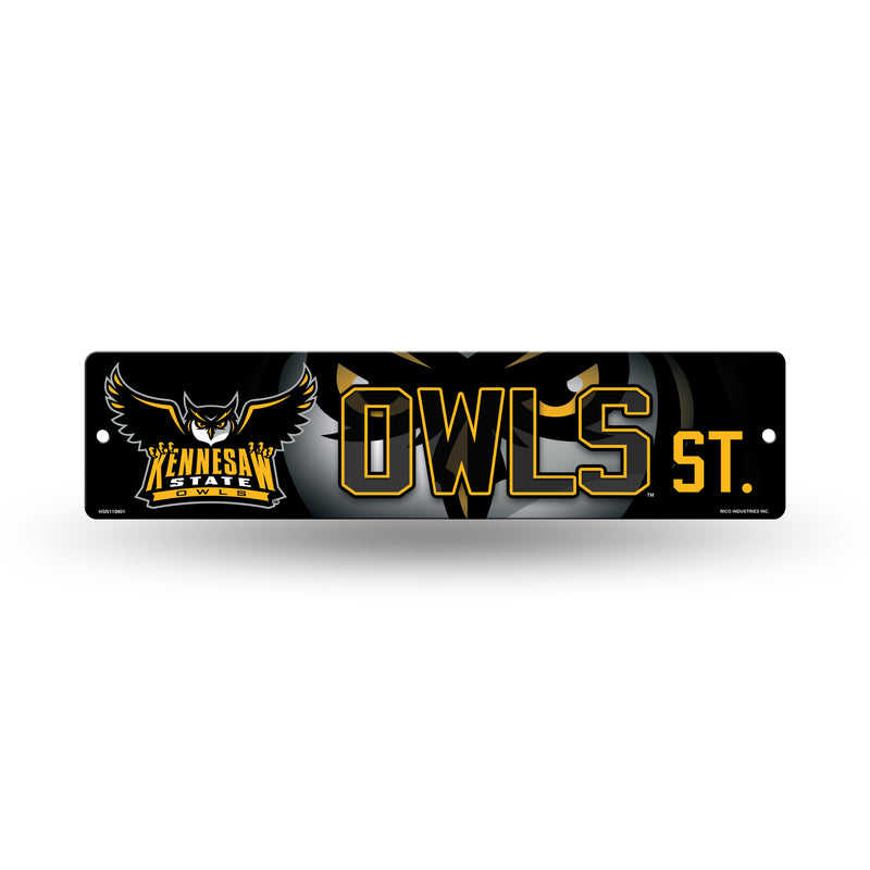 NCAA Kennesaw State Owls Plastic 4" x 16" Street Sign By Rico Industries