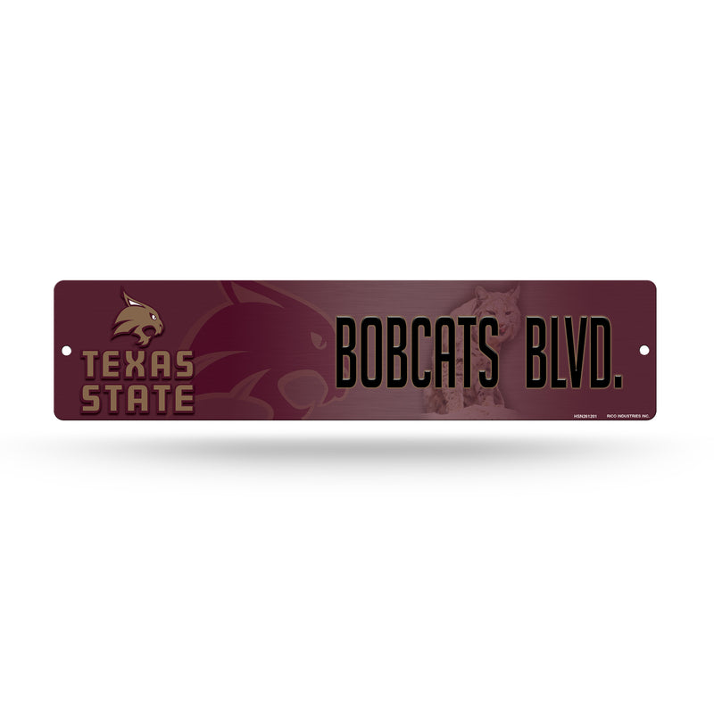 NCAA Texas State Bobcats Plastic 4" x 16" Street Sign By Rico Industries