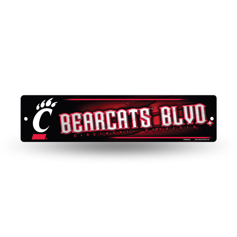 NCAA Cincinnati Bearcats Plastic 4" x 16" Street Sign By Rico Industries