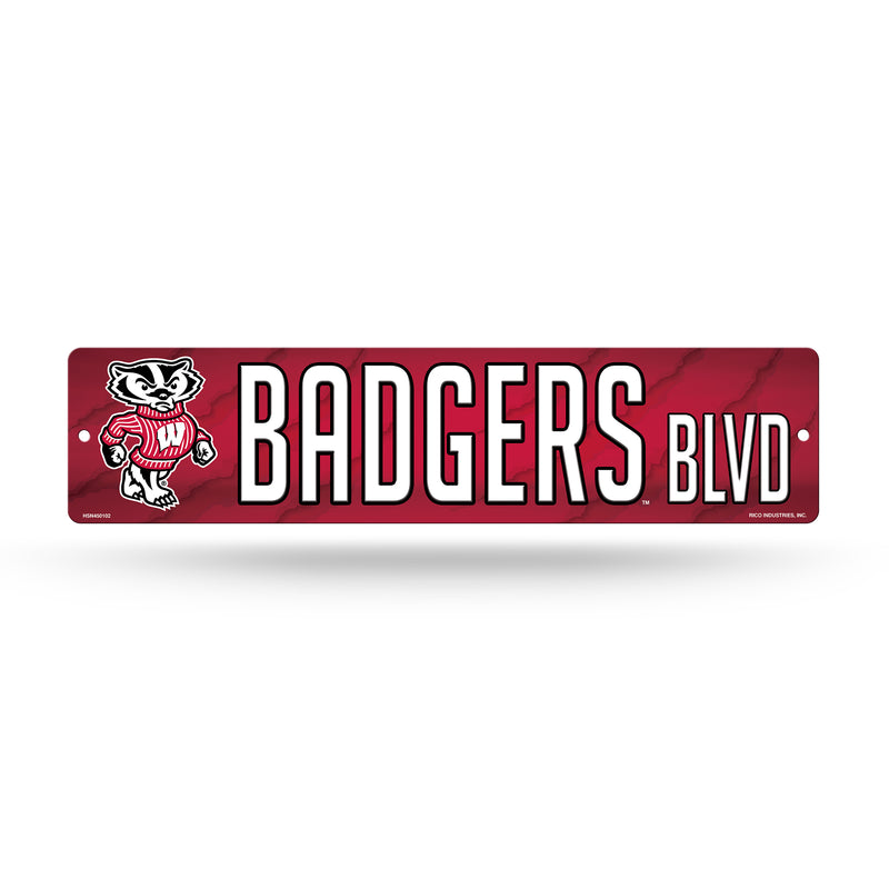 NCAA Wisconsin Badgers Plastic 4" x 16" Street Sign By Rico Industries
