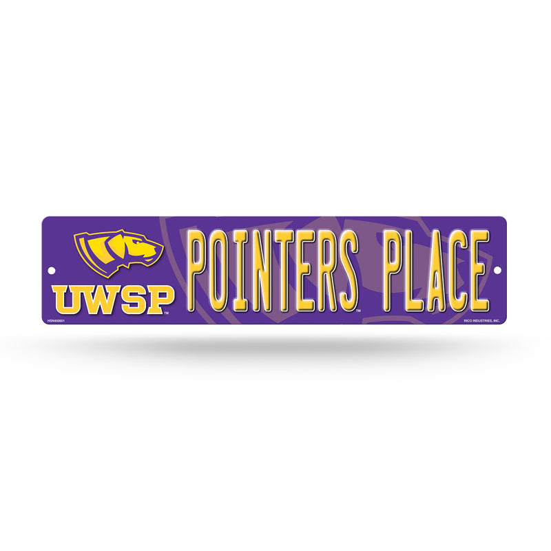 NCAA Wisconsin-Stevens Point Pointers Plastic 4" x 16" Street Sign By Rico Industries