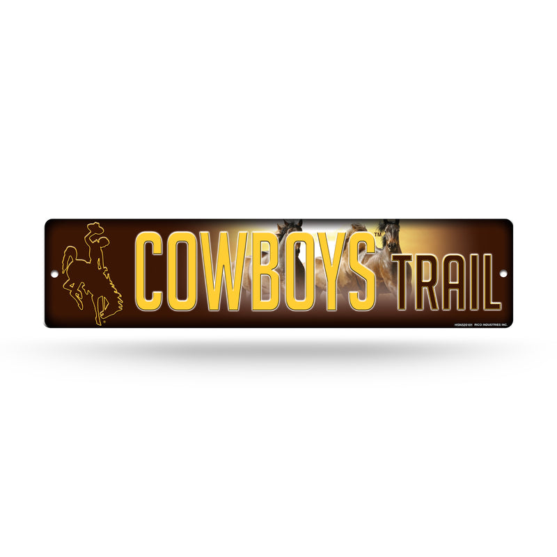 NCAA Wyoming Cowboys Plastic 4" x 16" Street Sign By Rico Industries