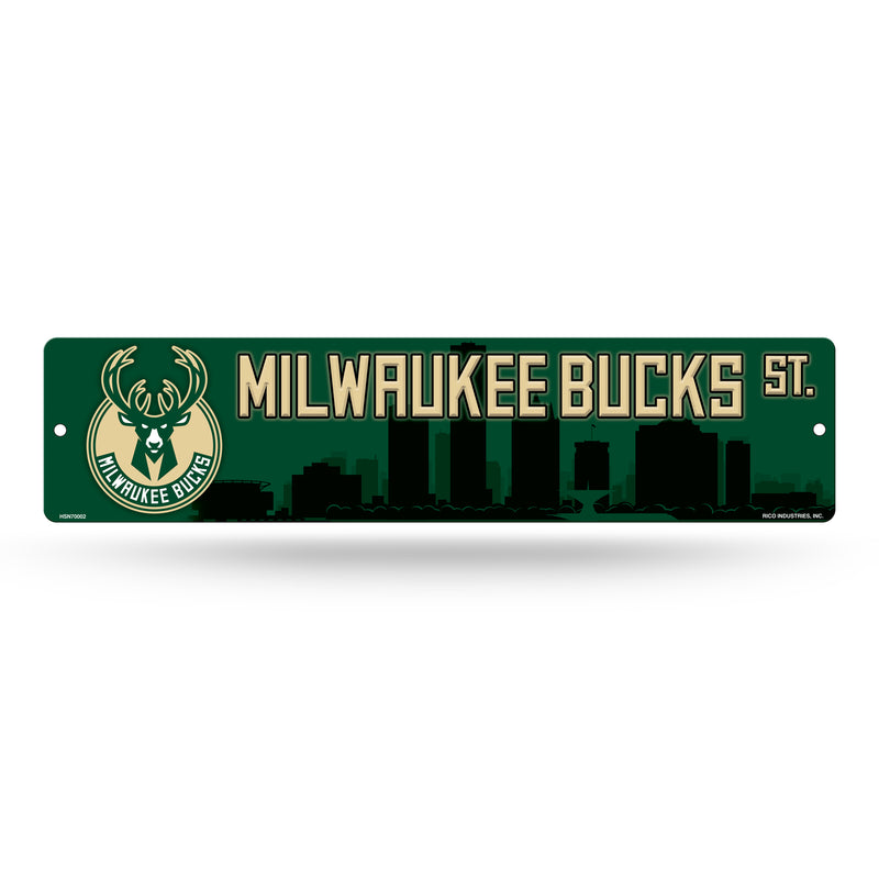 NBA Milwaukee Bucks Plastic 4" x 16" Street Sign By Rico Industries