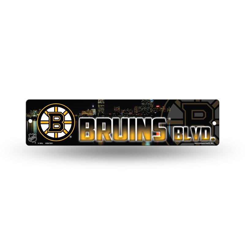 NHL Boston Bruins Plastic 4" x 16" Street Sign By Rico Industries