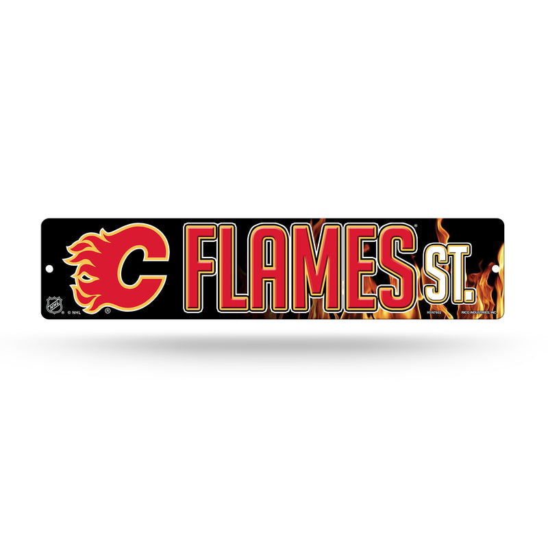 NHL Calgary Flames Plastic 4" x 16" Street Sign By Rico Industries