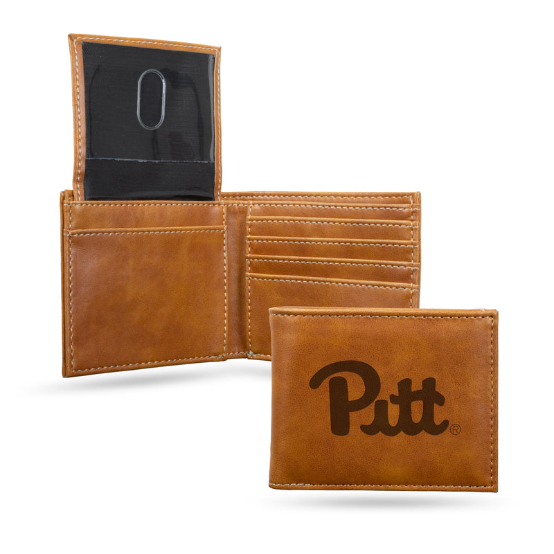 NCAA Pitt Panthers Laser Engraved Bill-fold Wallet - Slim Design - Great Gift By Rico Industries
