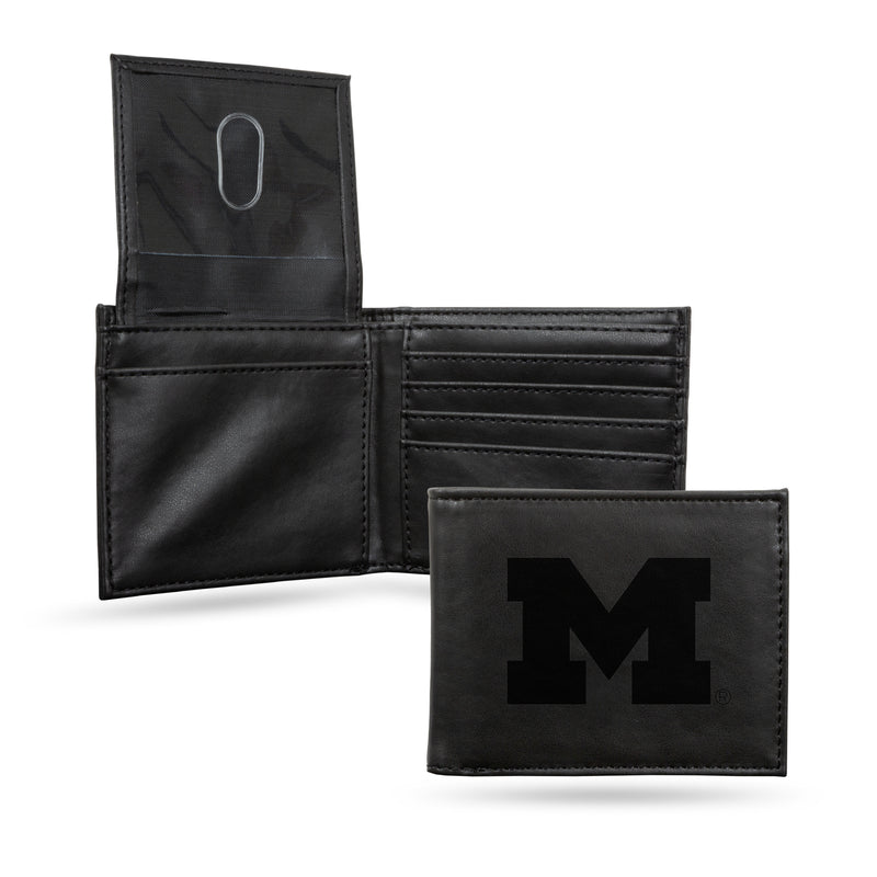 NCAA Michigan Wolverines Laser Engraved Bill-fold Wallet - Slim Design - Great Gift By Rico Industries