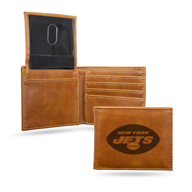 NFL New York Jets Laser Engraved Bill-fold Wallet - Slim Design - Great Gift By Rico Industries