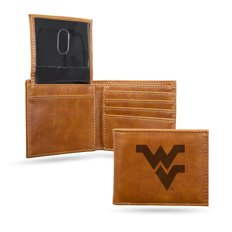 NCAA West Virginia Mountaineers Laser Engraved Bill-fold Wallet - Slim Design - Great Gift By Rico Industries