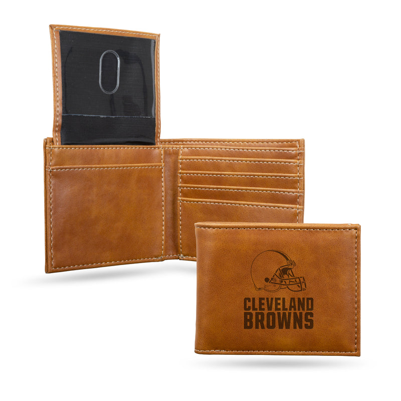 NFL Cleveland Browns Laser Engraved Bill-fold Wallet - Slim Design - Great Gift By Rico Industries