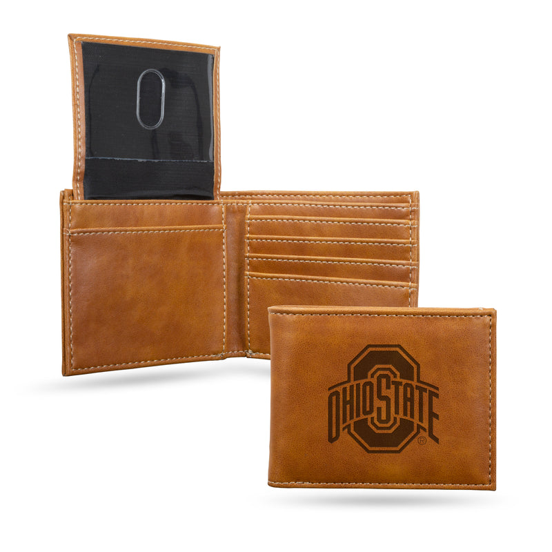 NCAA Ohio State Buckeyes Laser Engraved Bill-fold Wallet - Slim Design - Great Gift By Rico Industries