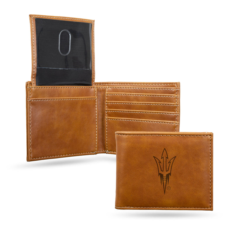 NCAA Arizona State Sun Devils Laser Engraved Bill-fold Wallet - Slim Design - Great Gift By Rico Industries
